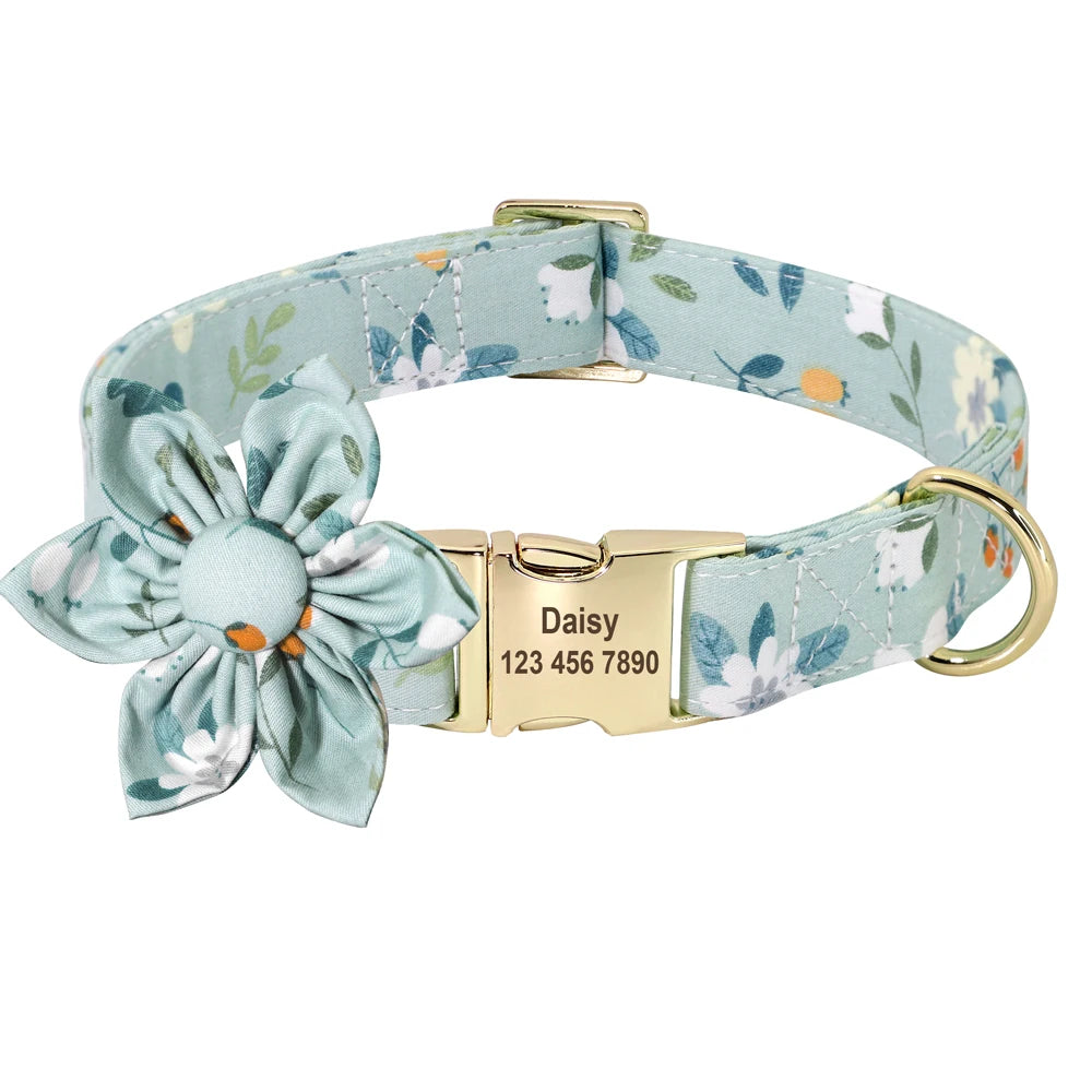Little Paw Babies Flower Charm Custom Dog Collar