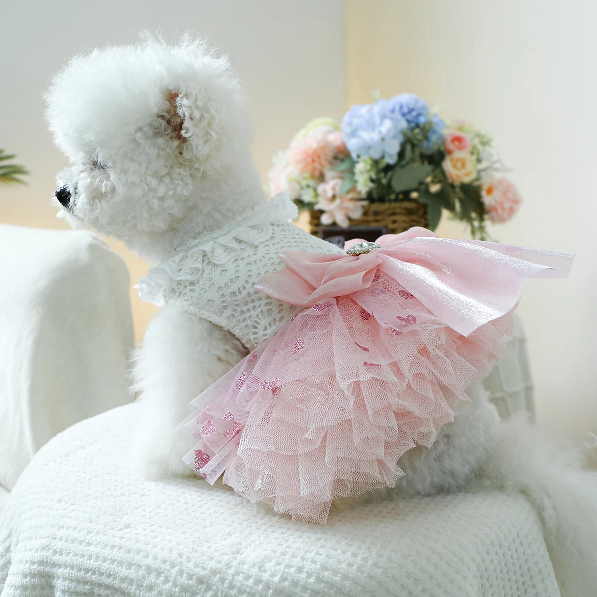 Little Paw Babies Elegant Pink Heart Dress