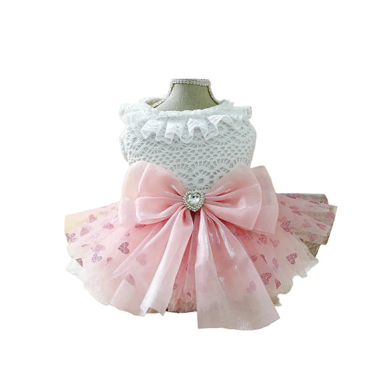 Little Paw Babies Elegant Pink Heart Dress