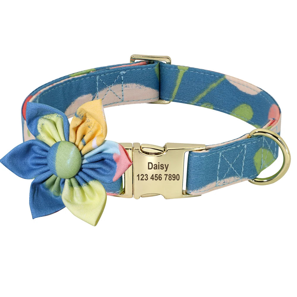 Little Paw Babies Flower Charm Custom Dog Collar